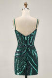Dark Green Strapless Tight Homecoming Dress with Sequins