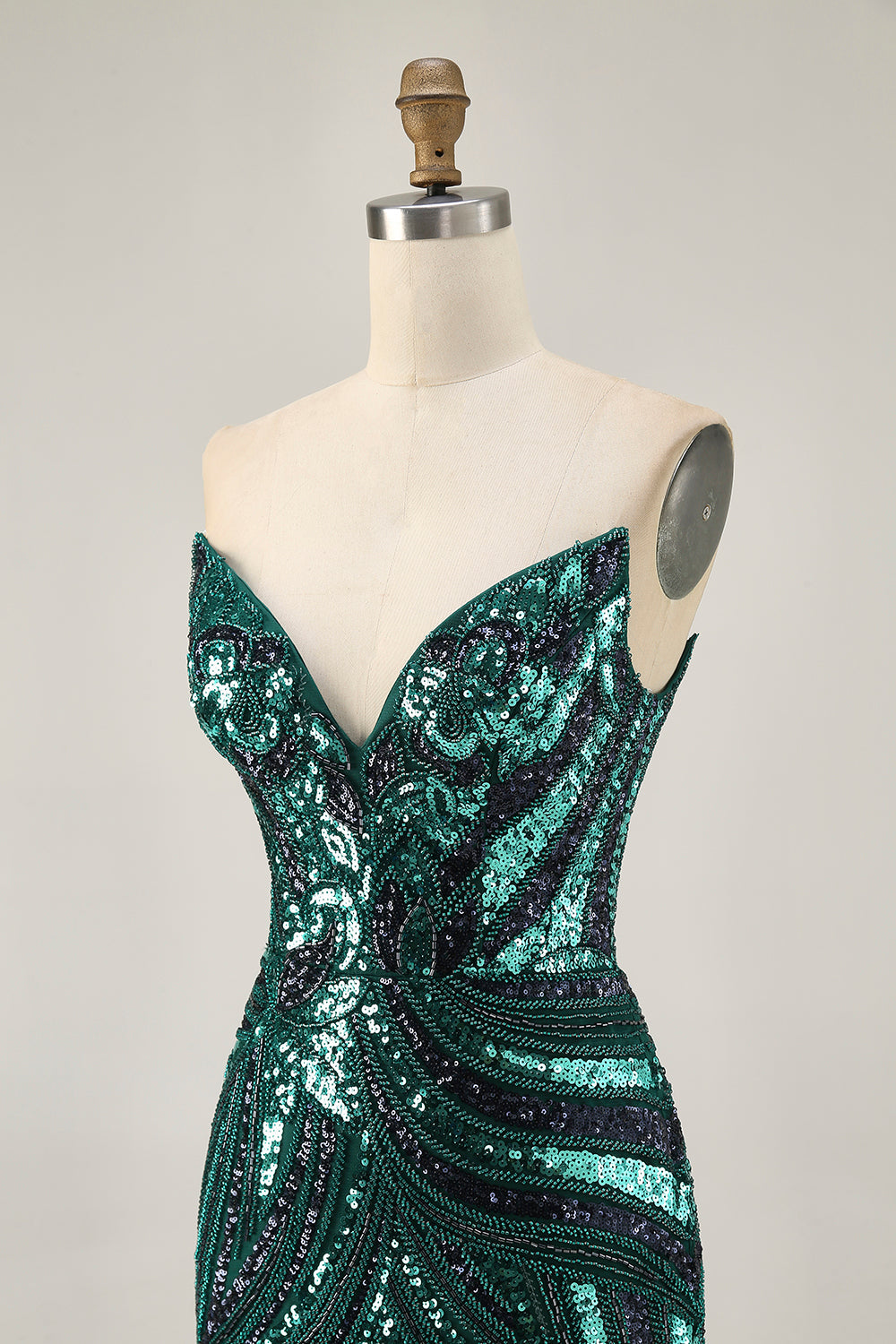 Dark Green Strapless Tight Homecoming Dress with Sequins
