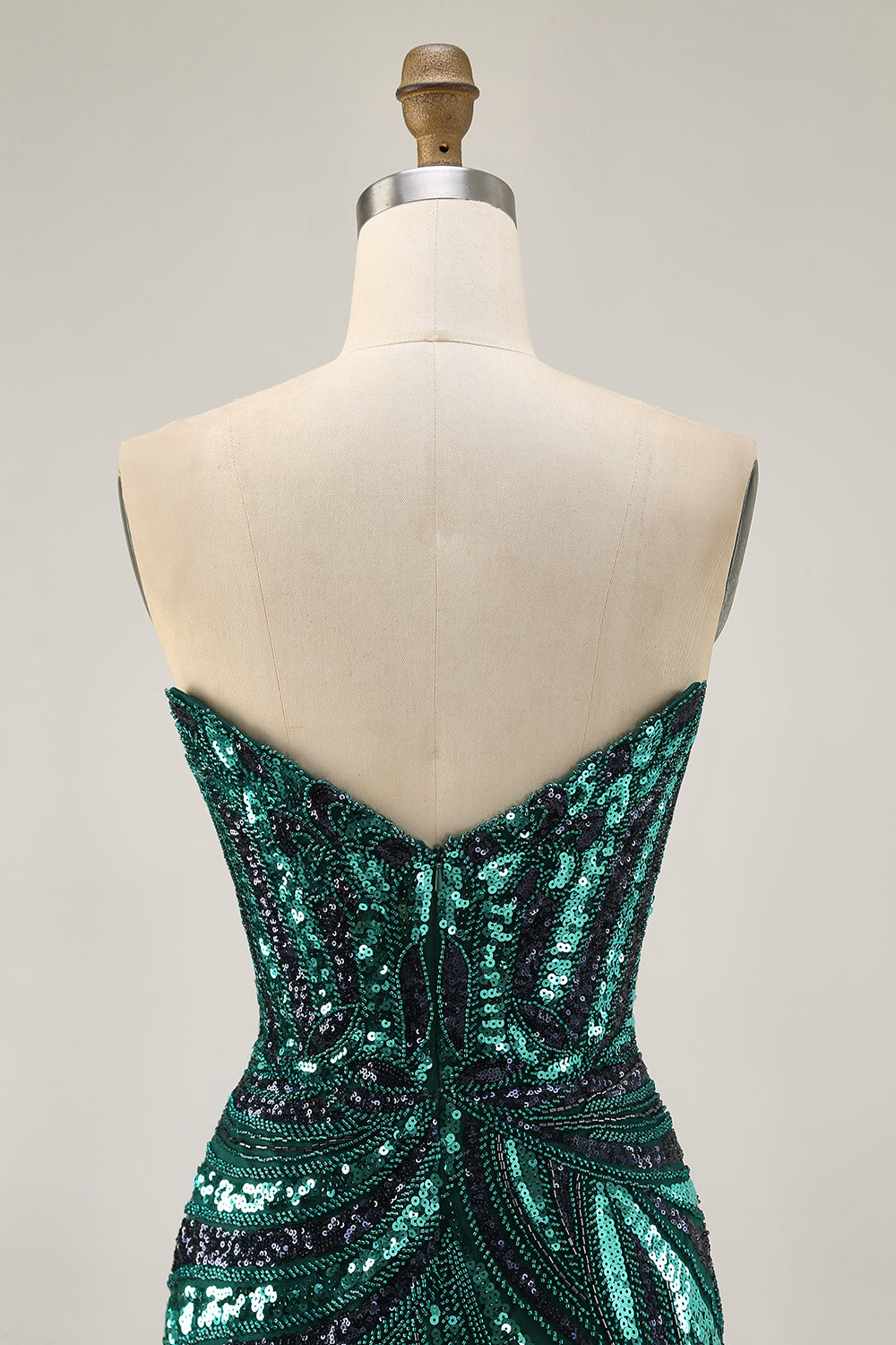 Dark Green Strapless Tight Homecoming Dress with Sequins