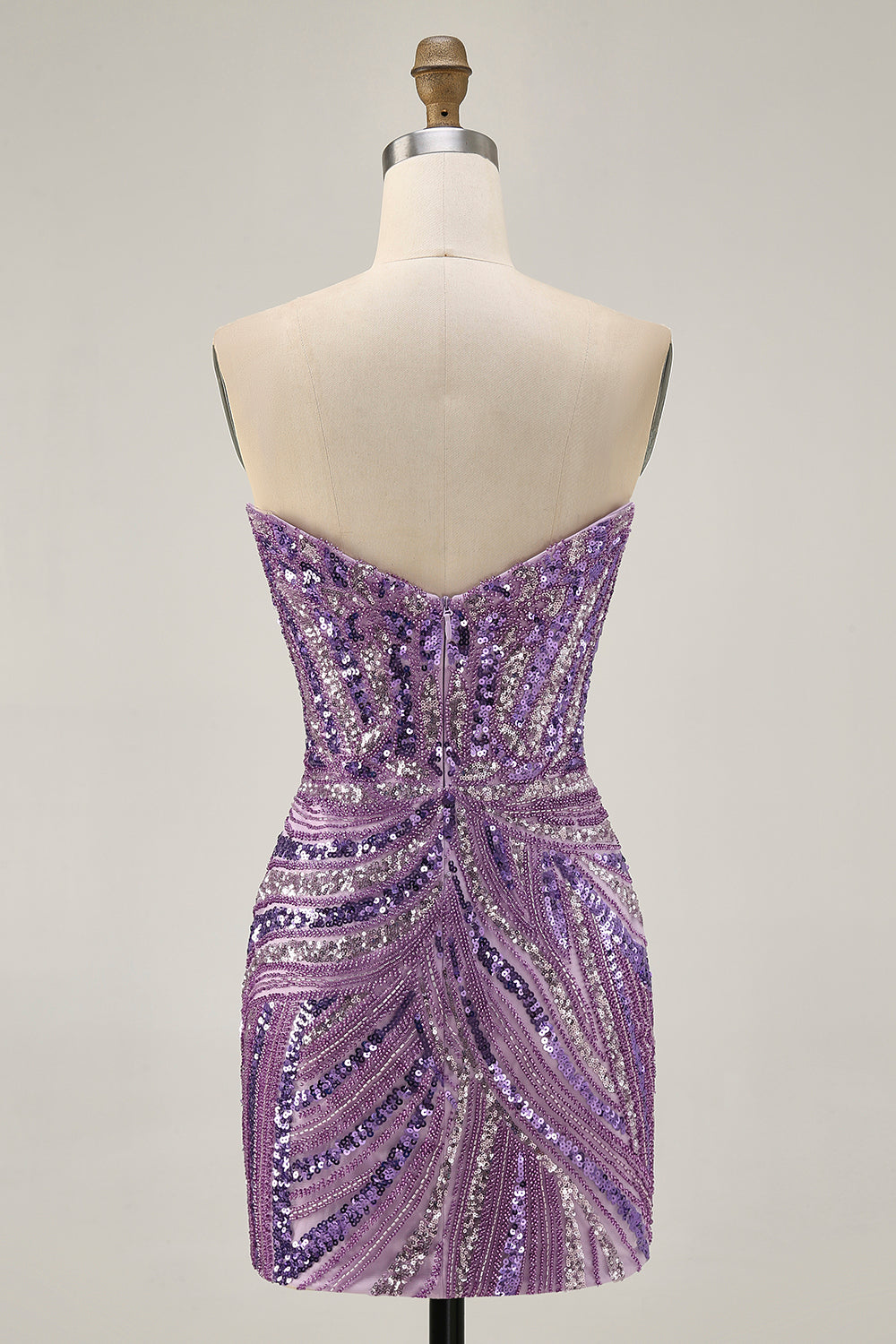 Sparkly Purple Strapless Tight Homecoming Dress