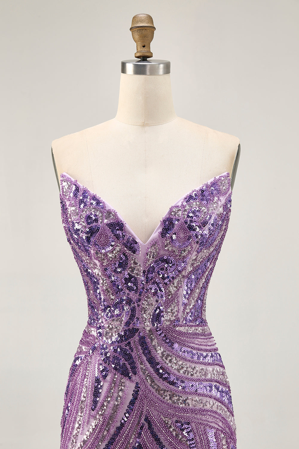 Sparkly Purple Strapless Tight Homecoming Dress