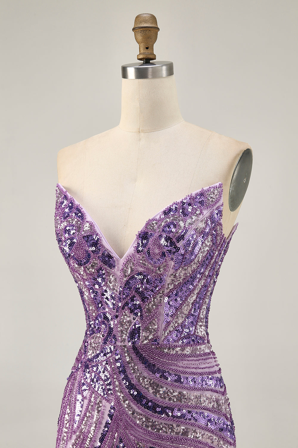 Sparkly Purple Strapless Tight Homecoming Dress