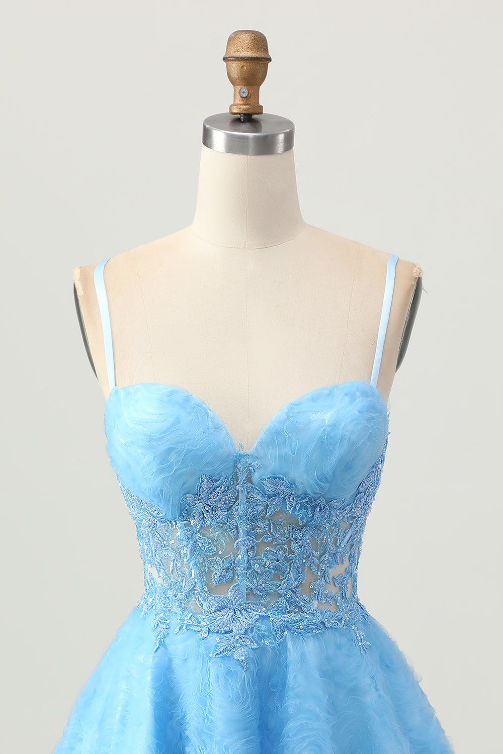 Blue Corset A-Line Homecoming Dress With Appliques