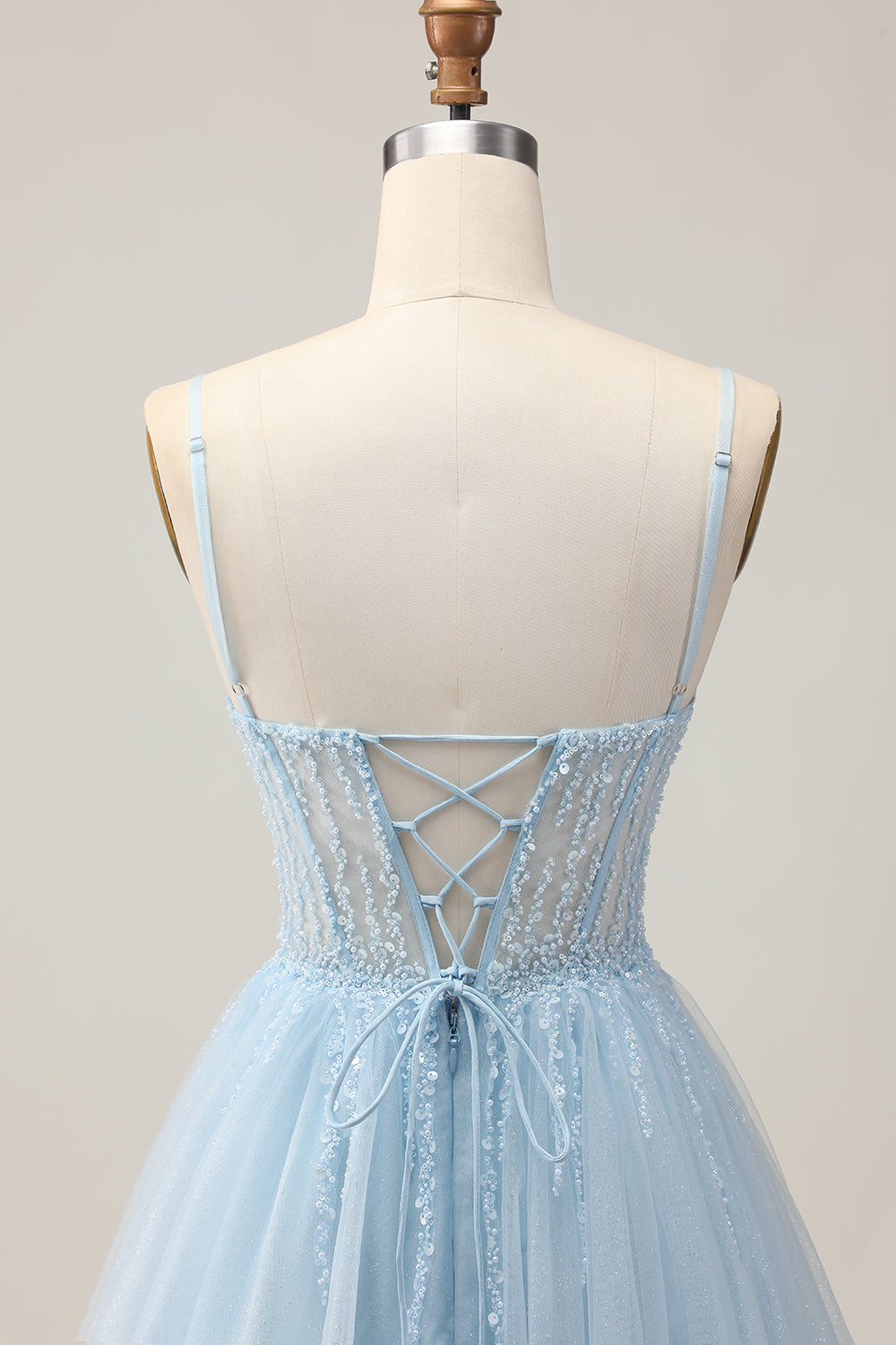 Cute Light Blue A-Line Sequined Homecoming Dress
