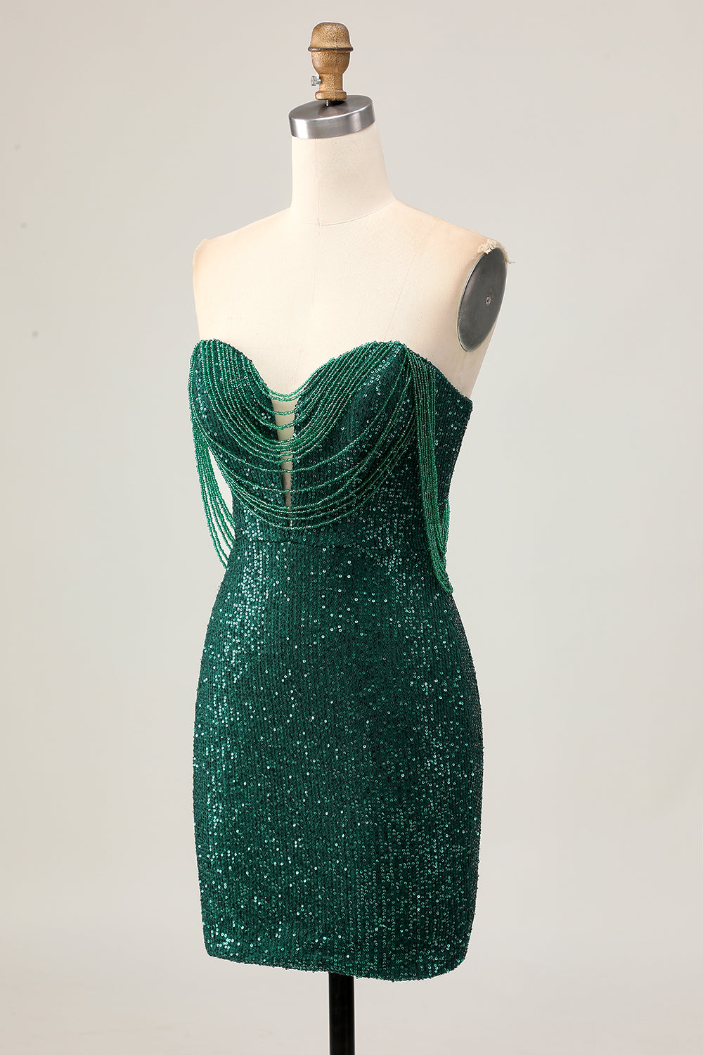 Sparkly Off The Shoulder Bodycon Dark Green Homecoming Dress