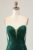 Sparkly Off The Shoulder Bodycon Dark Green Homecoming Dress