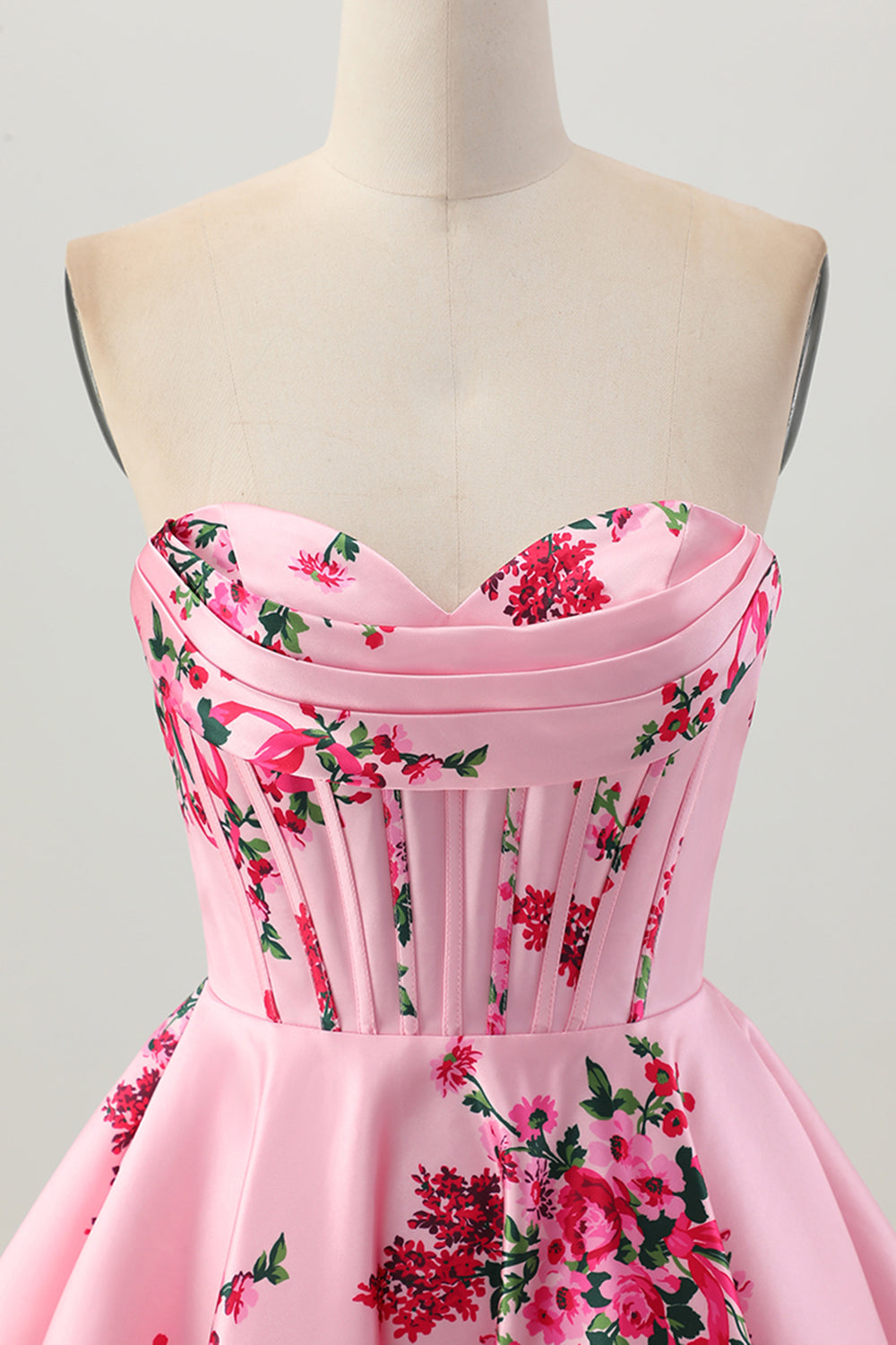 Pink Flower Sweetheart A Line Corset Homecoming Dress