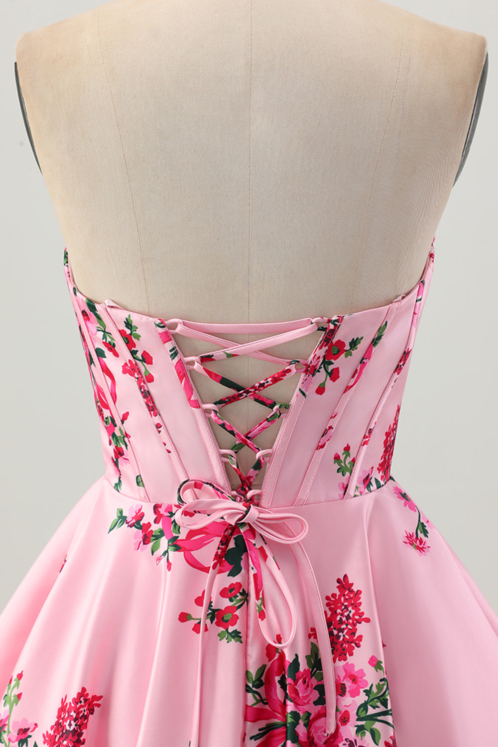 Pink Flower Sweetheart A Line Corset Homecoming Dress