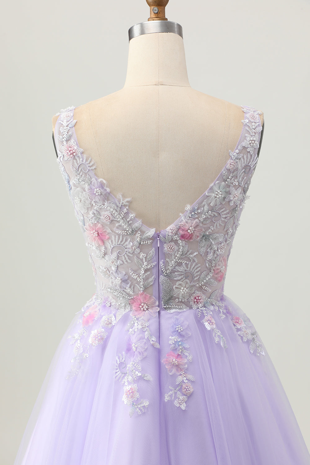 Lilac A Line Beaded Tulle Homecoming Dress With Appliques