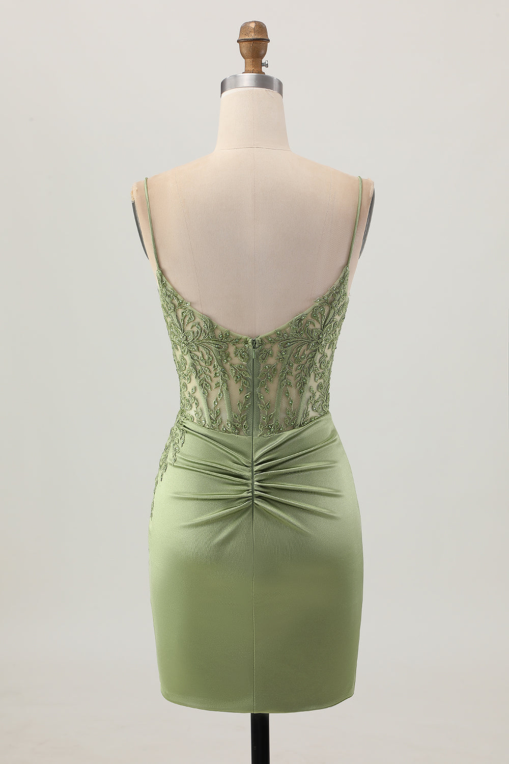 Sage Green Tight Corset Homecoming Dress With Appliques