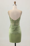 Sage Green Tight Corset Homecoming Dress With Appliques