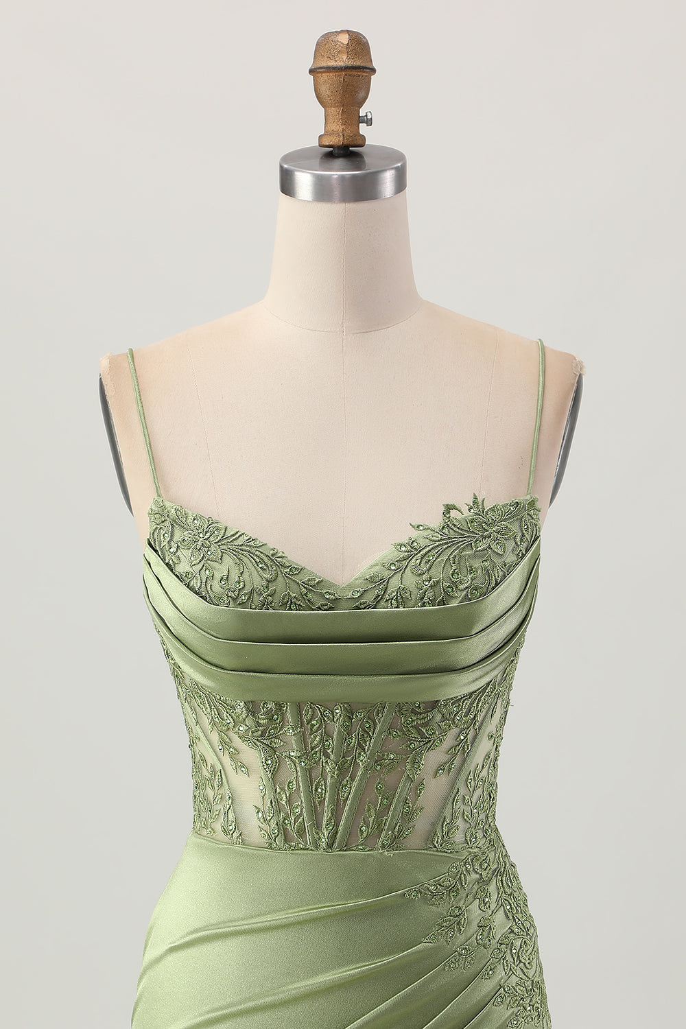 Sage Green Tight Corset Homecoming Dress With Appliques