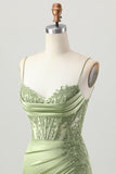 Sage Green Tight Corset Homecoming Dress With Appliques