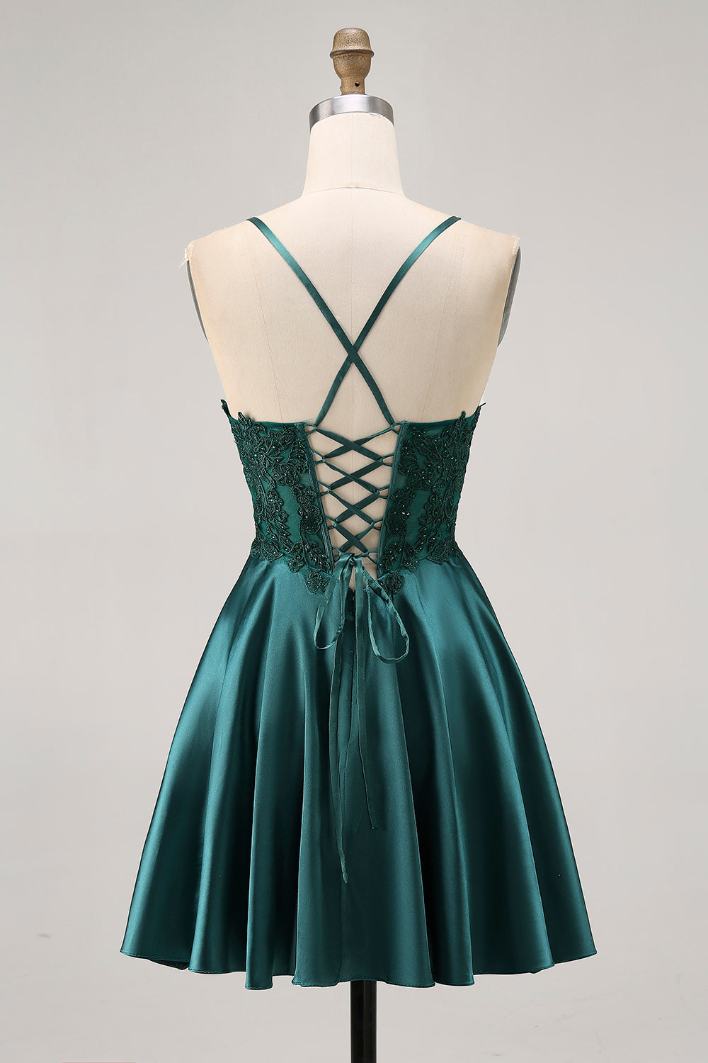 Dark Green Halter A Line Homecoming Dress with Appliques