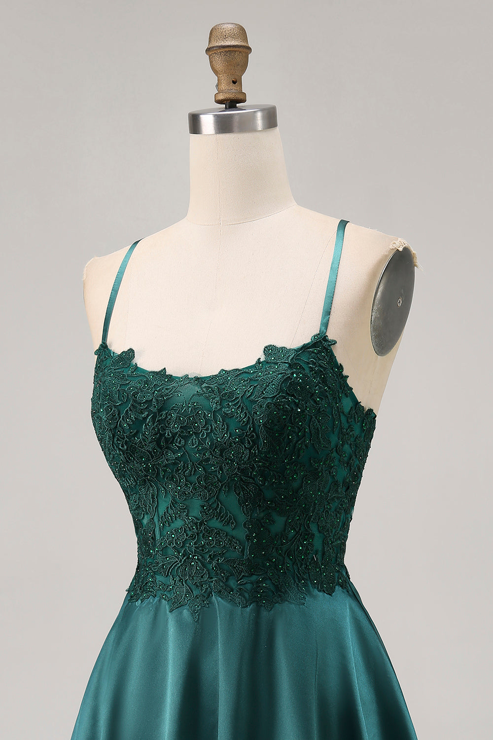 Dark Green Halter A Line Homecoming Dress with Appliques