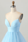Cute A Line Tulle Blue Homecoming Dress