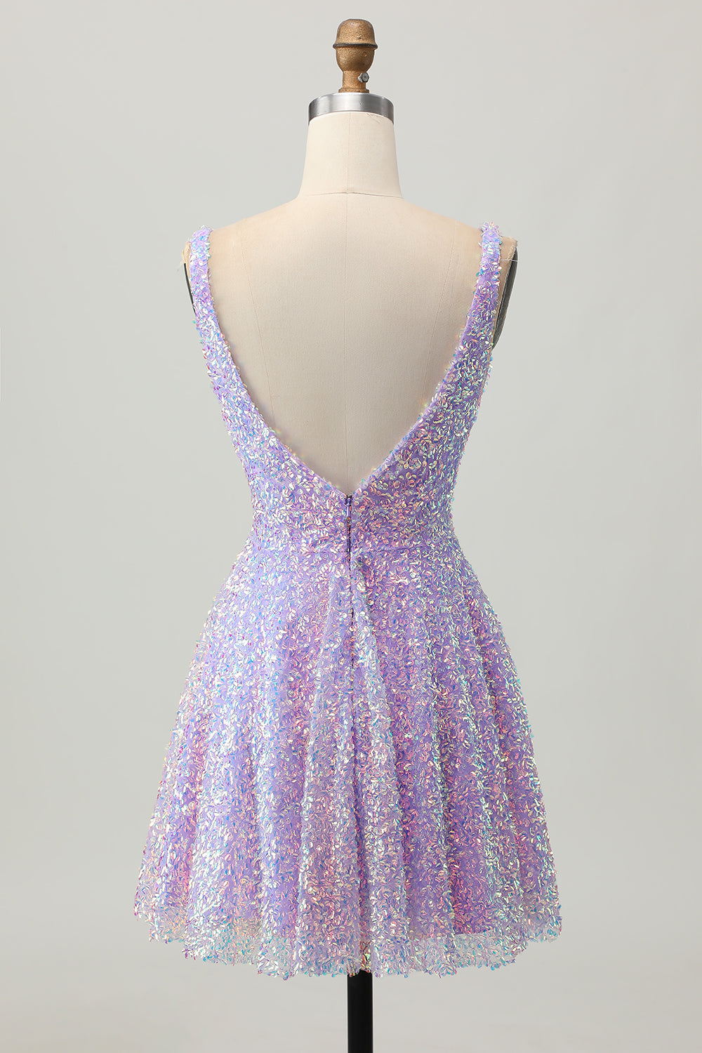 Glitter Lilac Sequined A Line Homecoming Dress