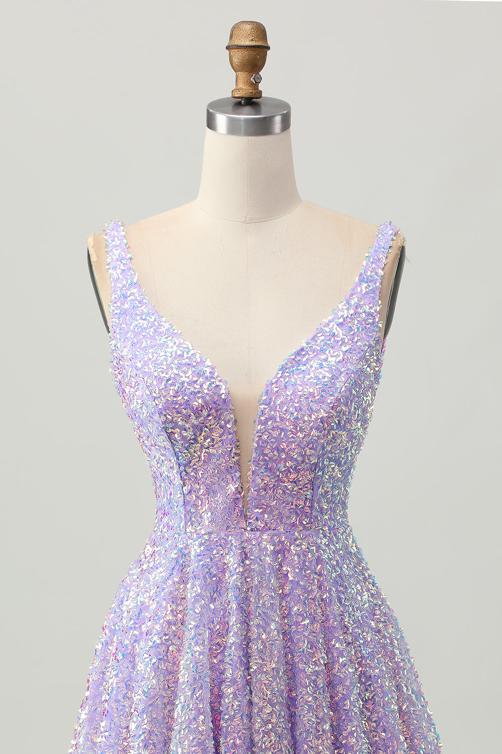 Glitter Lilac Sequined A Line Homecoming Dress