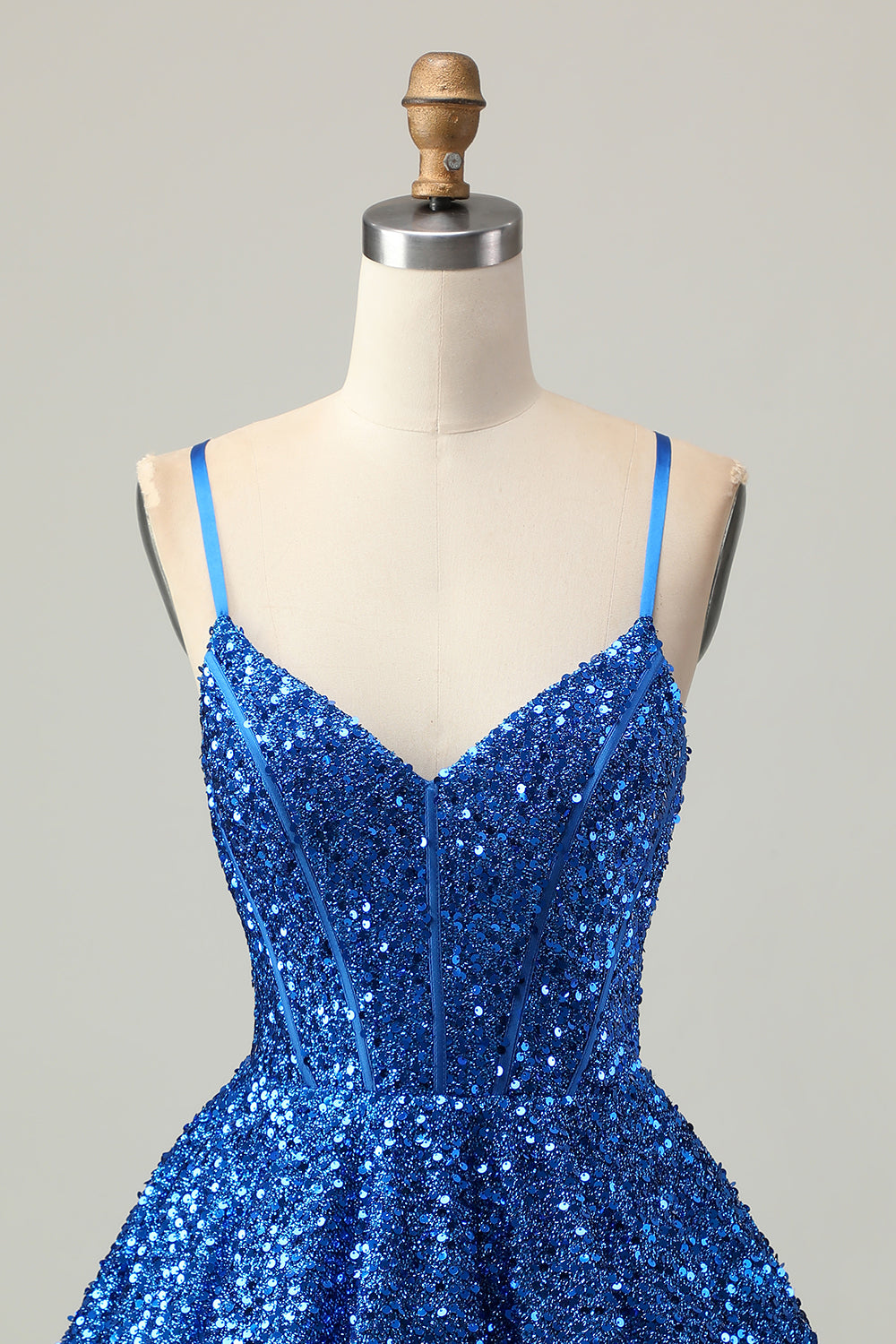 Sparkly Corset A-Line Dark Blue Homecoming Dress