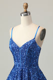 Sparkly Corset A-Line Dark Blue Homecoming Dress