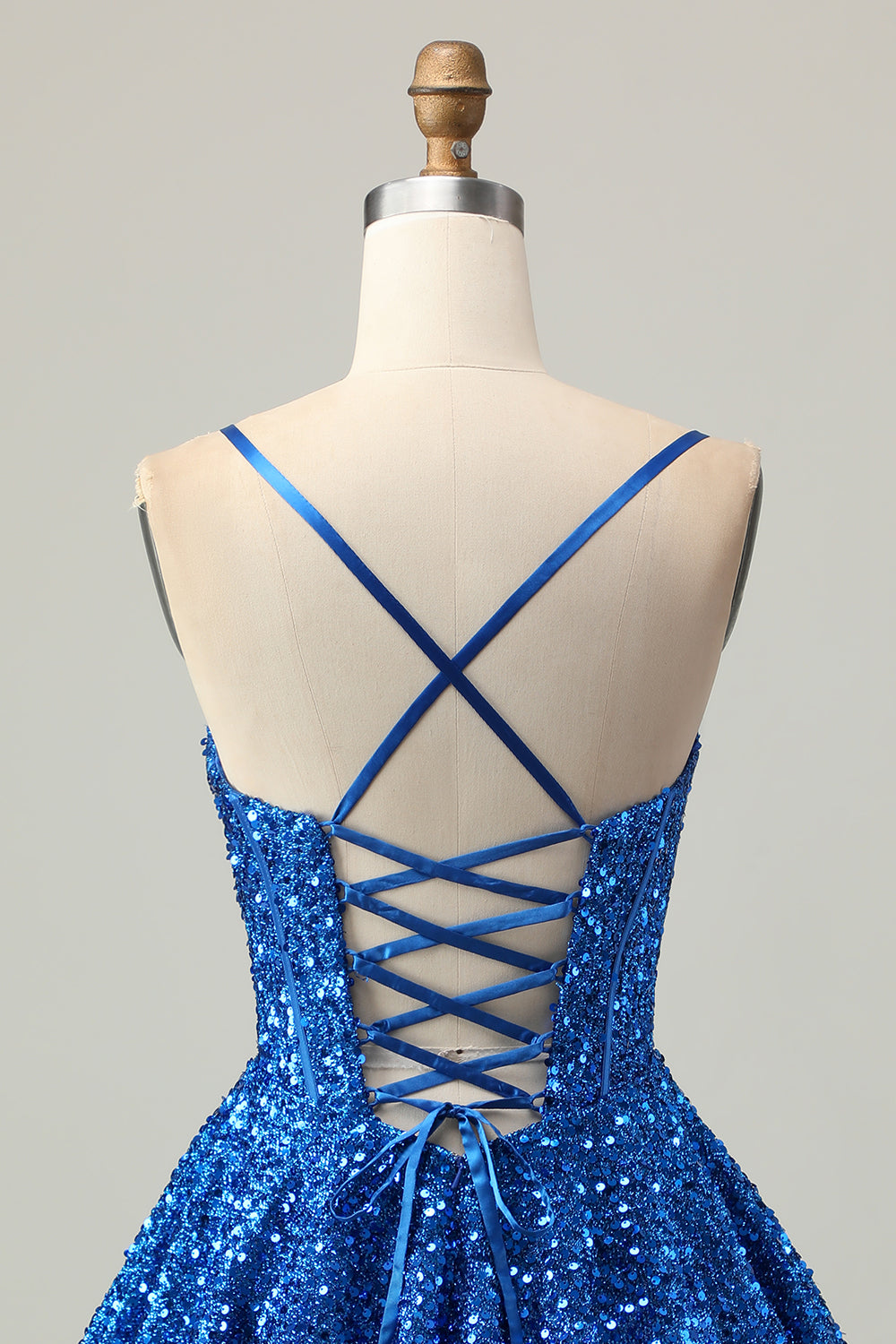 Sparkly Corset A-Line Dark Blue Homecoming Dress