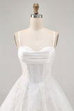 Glitter White A-Line Corset Homecoming Dress with Lace-up Back