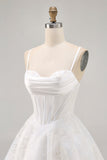 Glitter White A-Line Corset Homecoming Dress with Lace-up Back