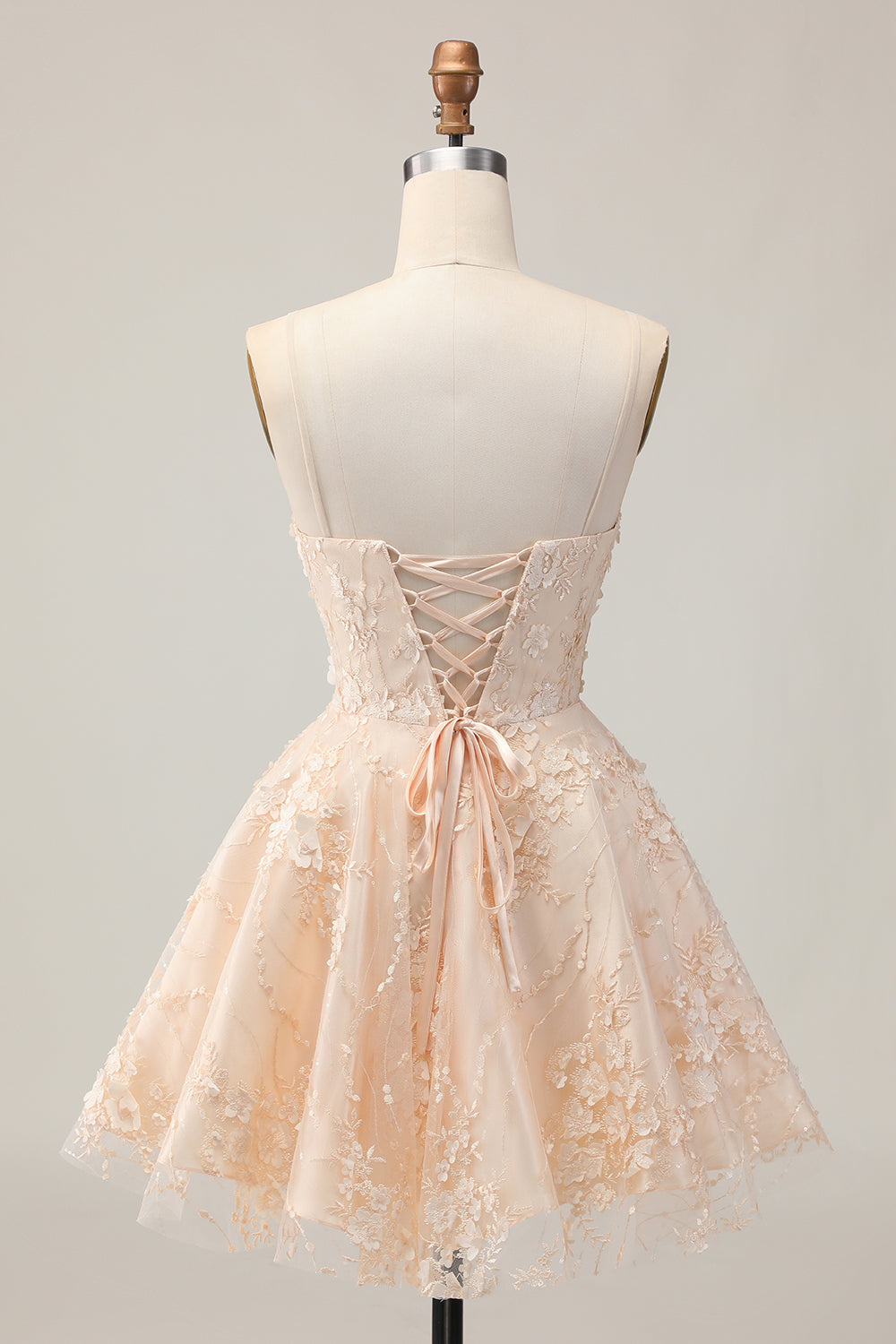 Apricot A-Line Floral Homecoming Dress with Appliques