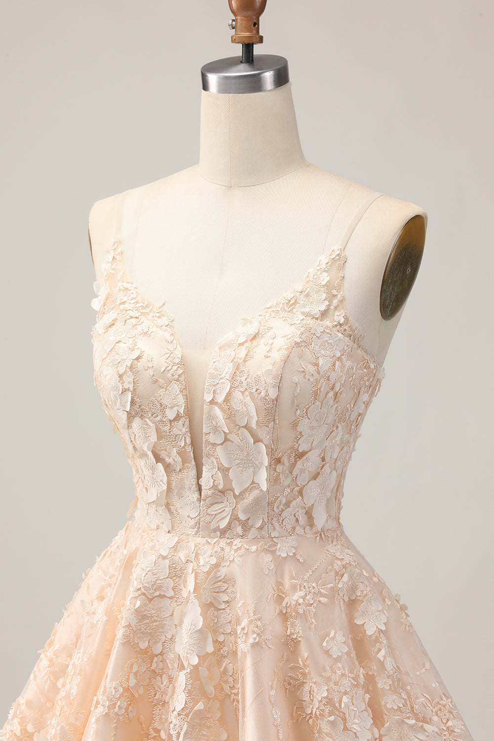 Apricot A-Line Floral Homecoming Dress with Appliques
