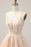 Apricot A-Line Floral Homecoming Dress with Appliques