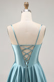 Satin Corset Grey Green A Line Homecoming Dress