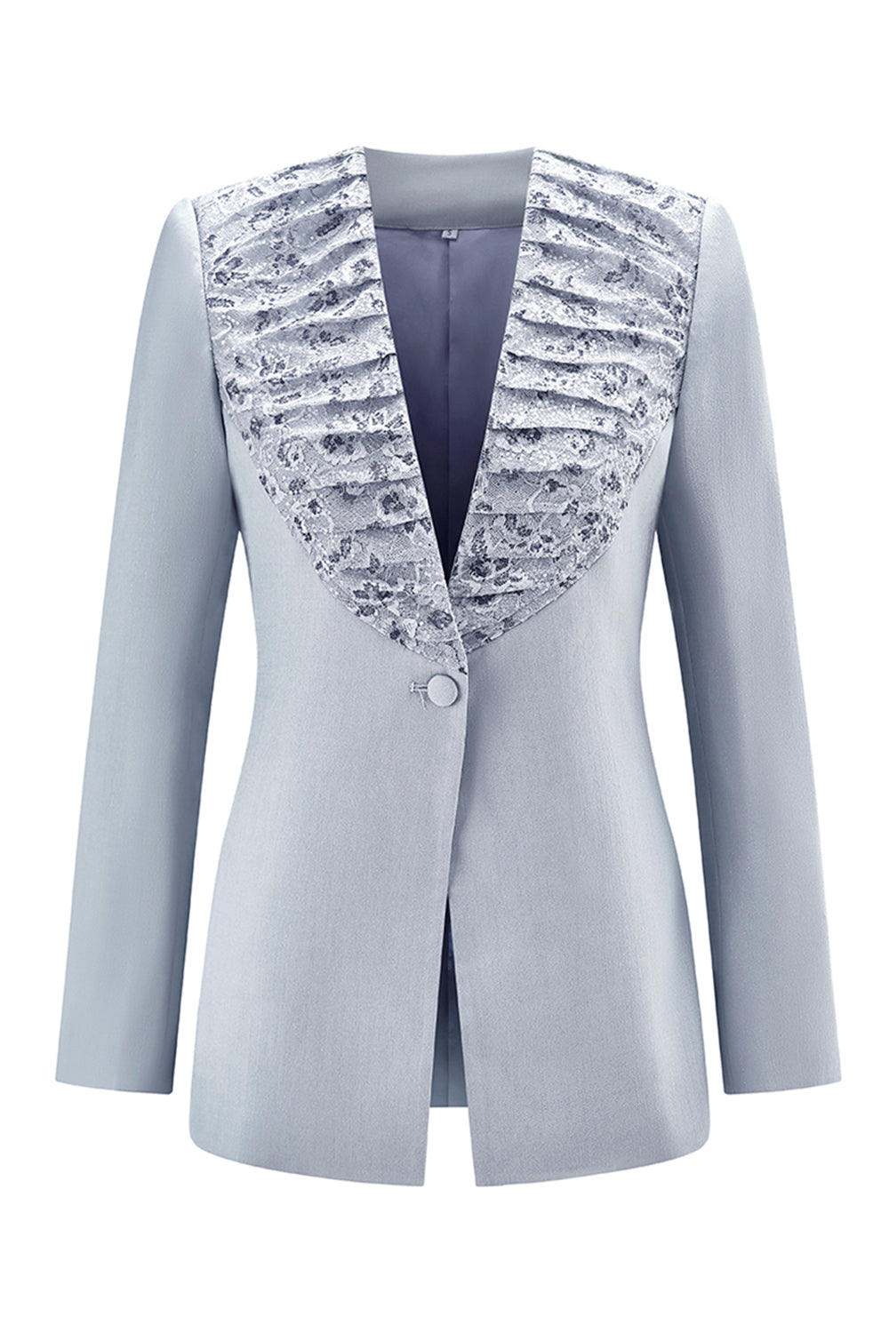 Grey Blue Long Sleeve 2 Piece Women Prom Suit