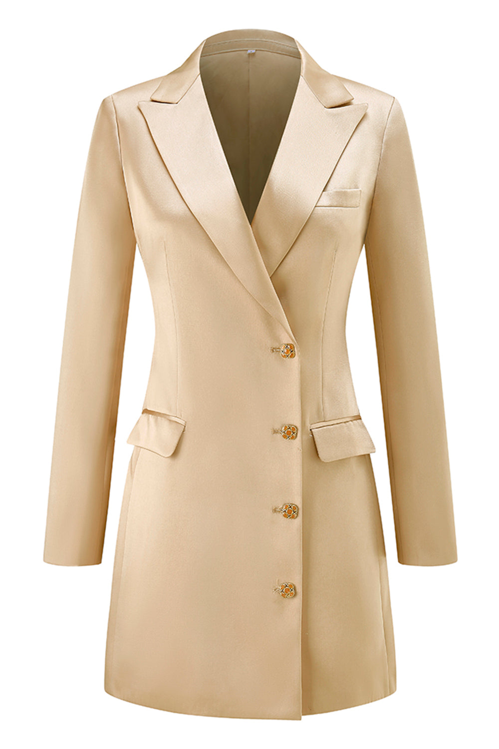 Champagne Peak Lapel Single Breasted Women Blazer