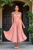 Sunset A-Line Pleated Tea Length Bridesmaid Dress