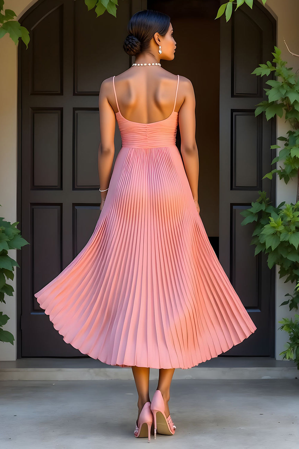Sunset A-Line Pleated Tea Length Bridesmaid Dress