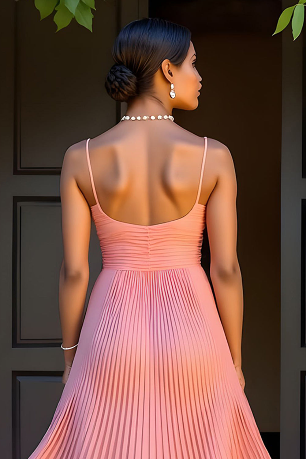 Sunset A-Line Pleated Tea Length Bridesmaid Dress