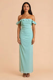 Mint Green Off The Shoulder Sheath Bridesmaid Dress