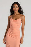 Spaghetti Straps Sheath Sunset Bridesmaid Dress With Slit