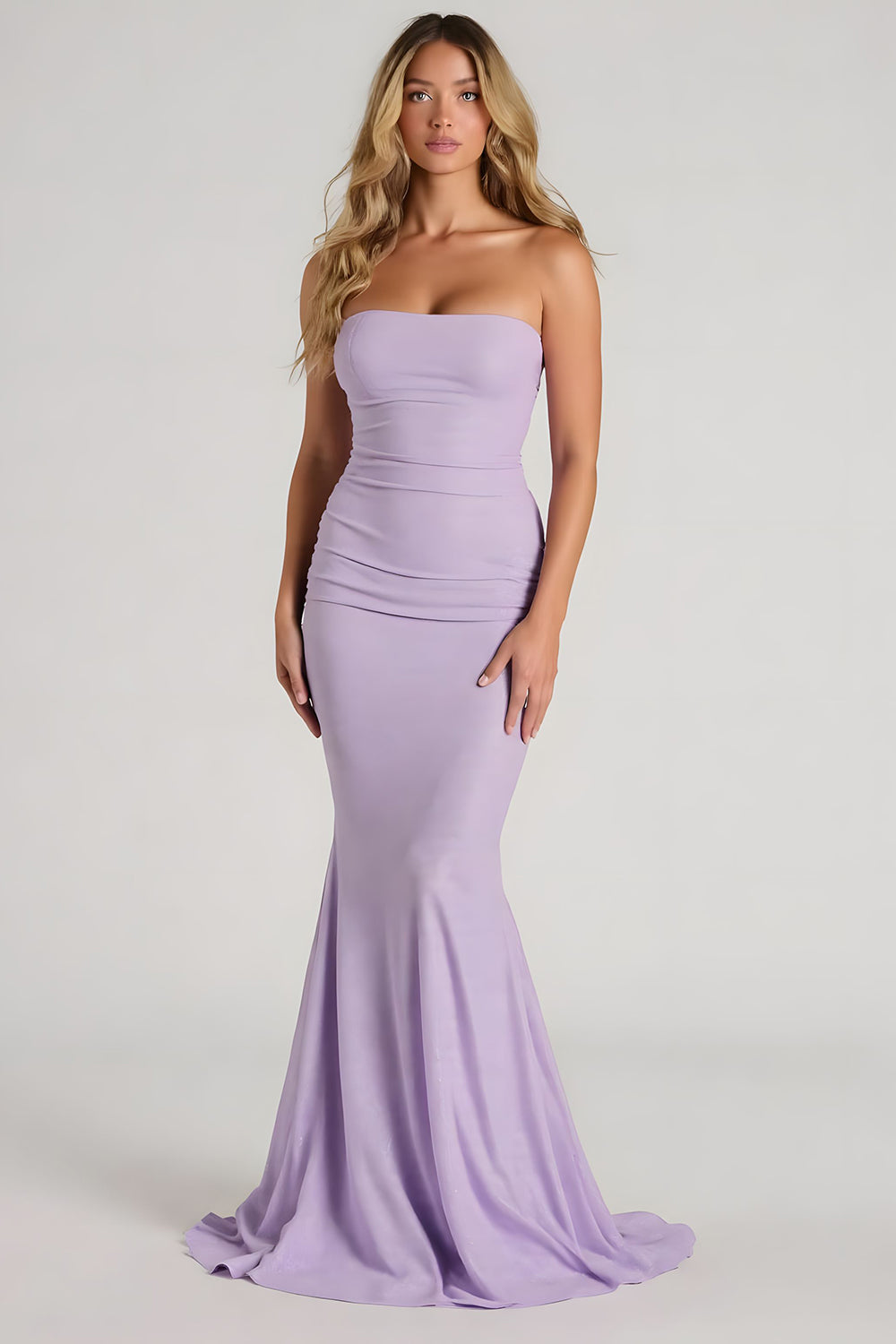 Mermaid Strapless Lilac Maxi Bridesmaid Dress
