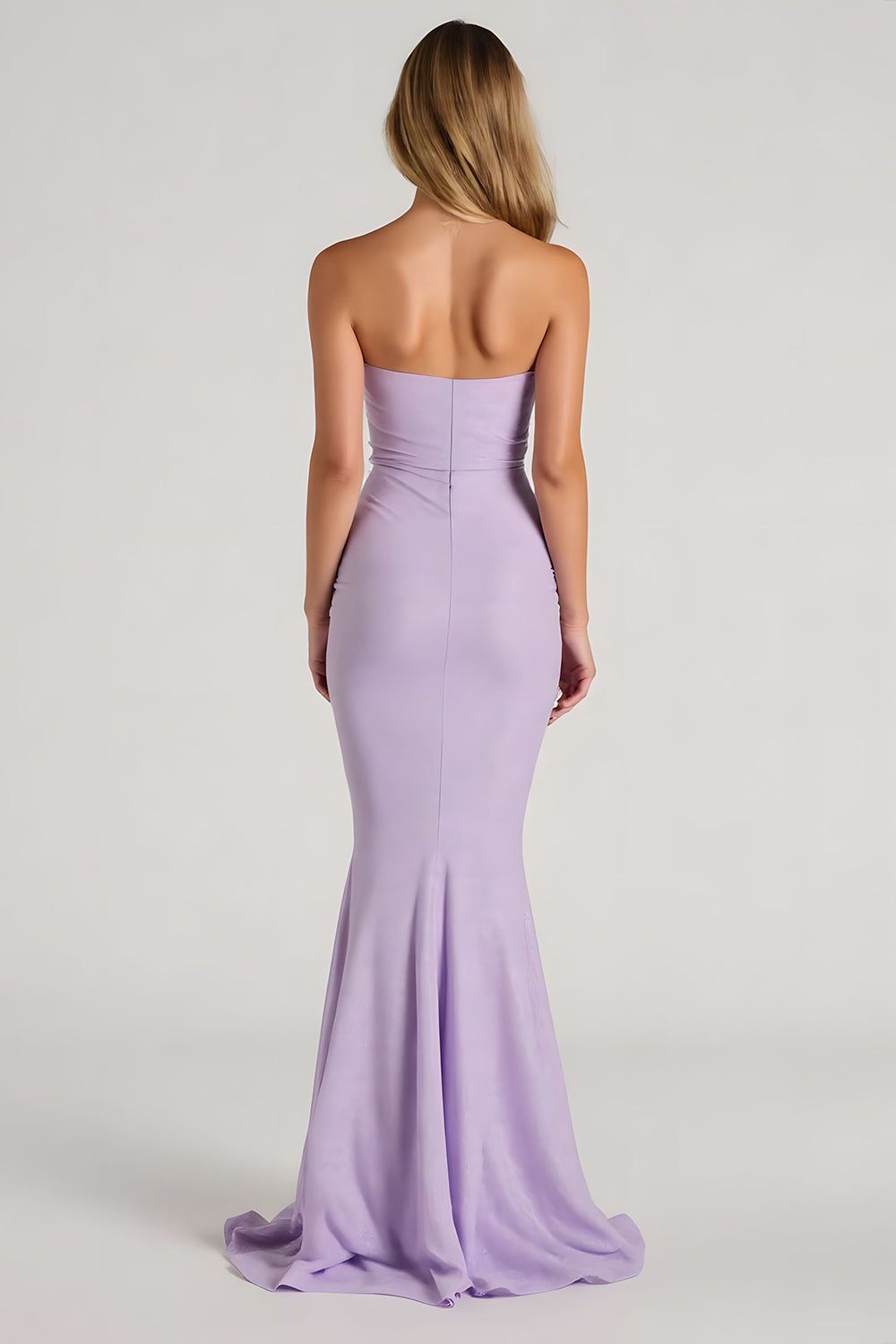 Mermaid Strapless Lilac Maxi Bridesmaid Dress