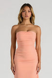 Sheath Strapless Sunset Bridesmaid Dress With Slit