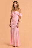 Mermaid Off The Shoulder Blush Bridesmaid Dress