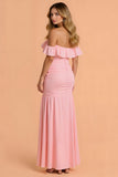 Mermaid Off The Shoulder Blush Bridesmaid Dress