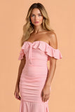 Mermaid Off The Shoulder Blush Bridesmaid Dress