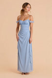 Light Blue Cold Shoulder Sheath Bridesmaid Dress