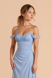 Light Blue Cold Shoulder Sheath Bridesmaid Dress