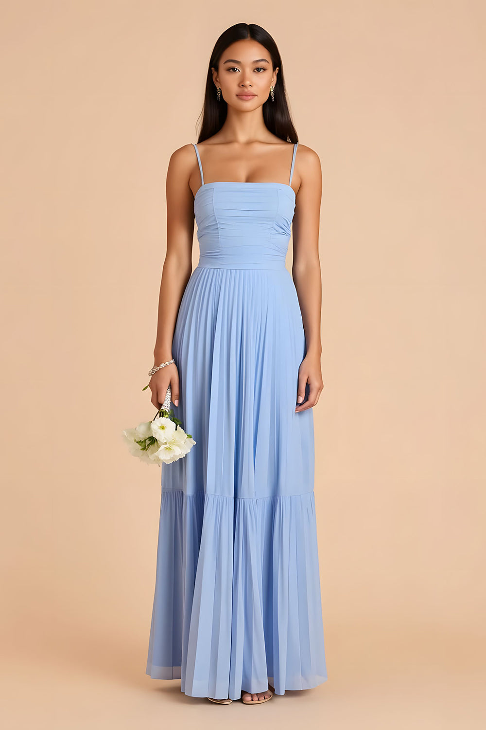 Light Blue A-Line Spaghetti Straps Bridesmaid Dress