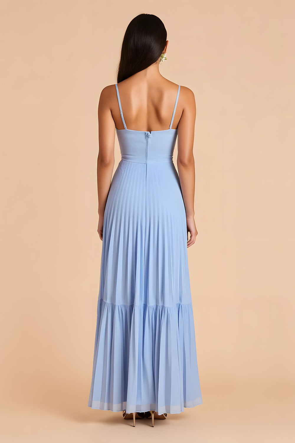 Light Blue A-Line Spaghetti Straps Bridesmaid Dress