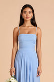 Light Blue A-Line Spaghetti Straps Bridesmaid Dress
