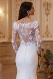 Mermaid Long Sleeve Appliqued Ivory Wedding Dress